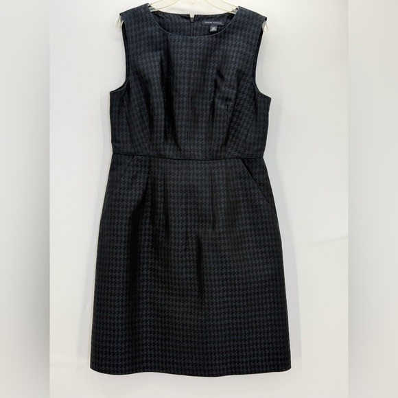 Banana Republic Navy Houndstooth Sleeveless Sheath Elegant Office Career Dress - Picture 12 of 15